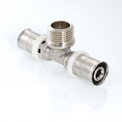 VTm.233.N.320532 Пресс-фитинг – тройник с переходом на наружную резьбу Valtec 32 мм х 3/4" х 32 мм  - Вид №1