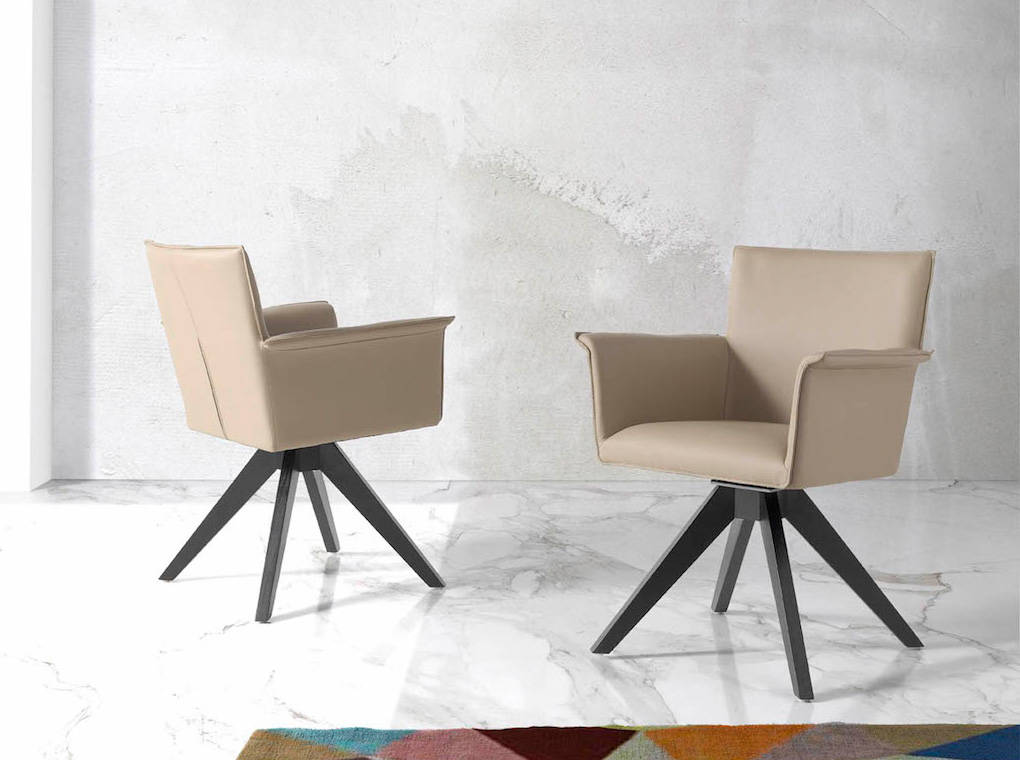 Стул с мягким сиденьем вращающийся с деревянными ножками бежевый от Angel Cerda ANGEL CERDA ДИЗАЙНЕРСКИЕ 00-3865502 Бежевый;коричневый  - Вид №4