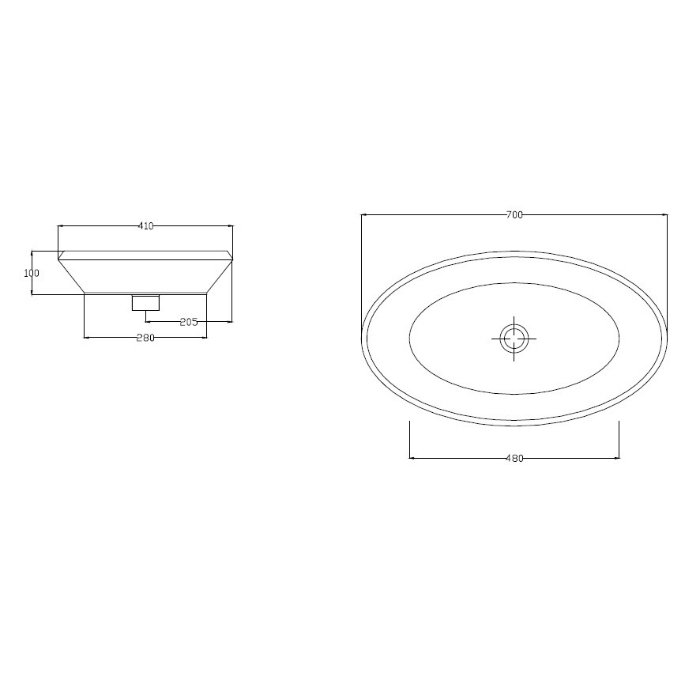 25375 Накладная раковина на столешницу  овальная Ceramica Hidra  - Вид №2