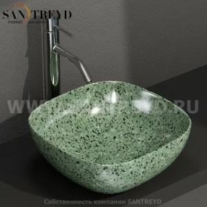 B6Q38GV Накладная раковина на столешницу  квадратная Ceramica Globo T-EDGE