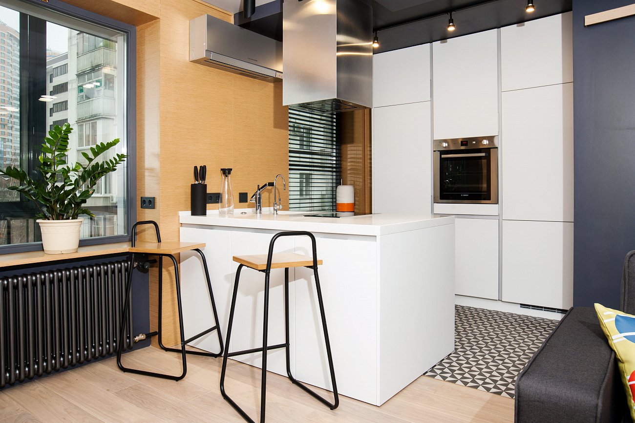 Барный стул с деревянным сиденьем синий Bauhaus WOODI  00-3966294 Синий  - Вид №3