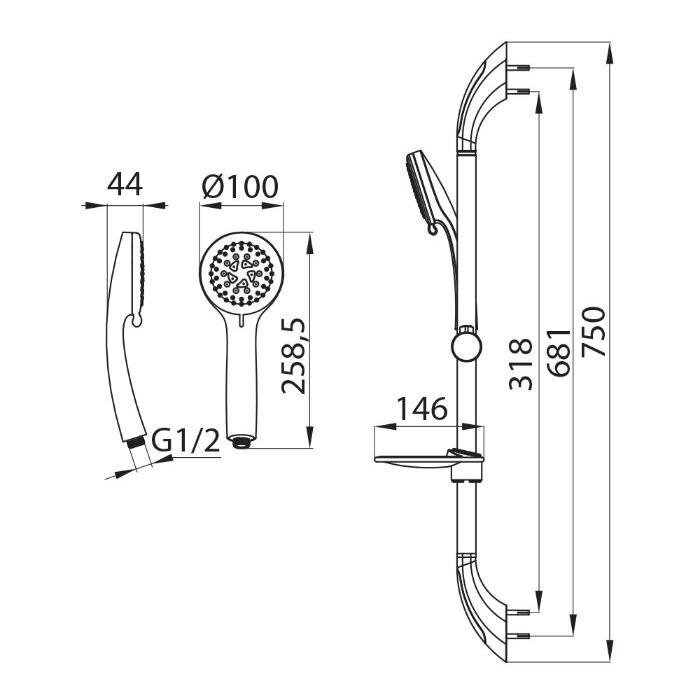 1705F75M16 Milardo Душевые гарнитуры Душевой гарнитур 1705F75M16 Россия  - Вид №1