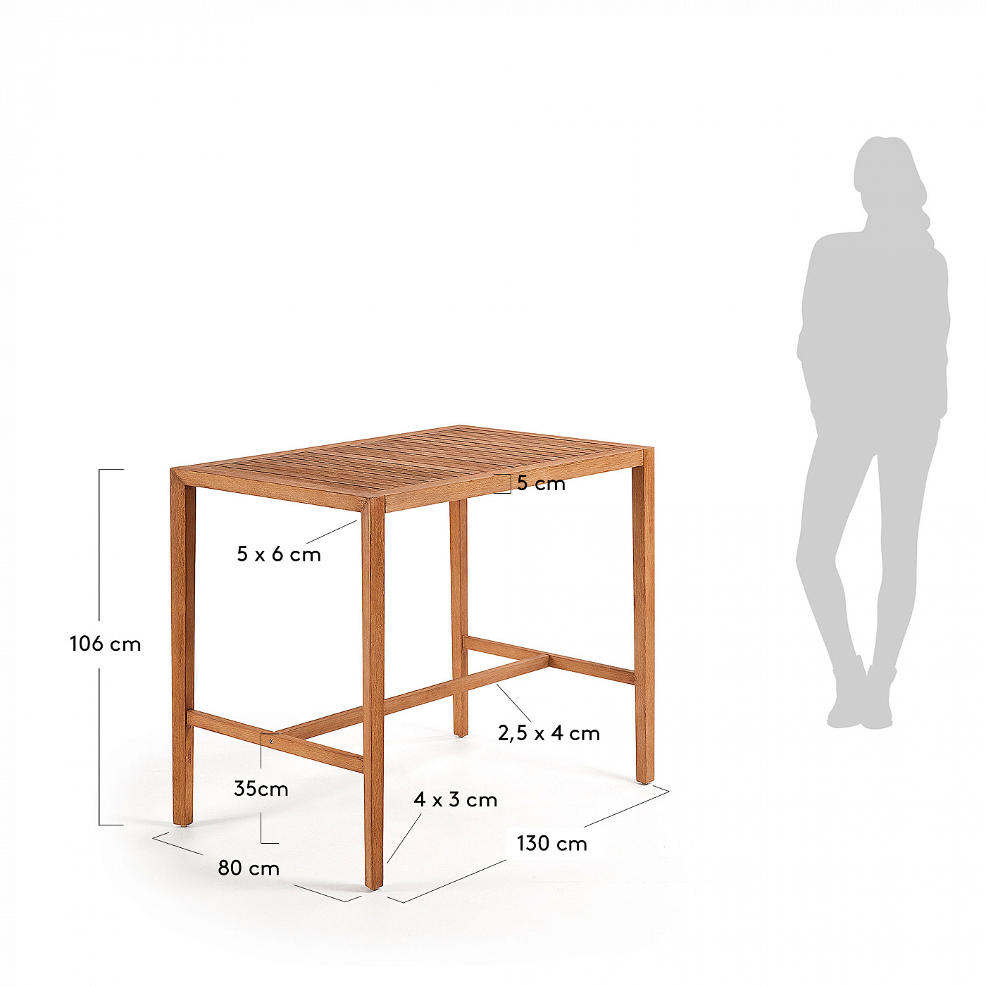 067677 Стол Cybille 130х80 эвкалипт La Forma Coline 
