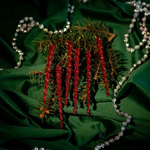 89377723 Новогоднее украшение Сосульки 396 красный 6 шт. STLM-1397730