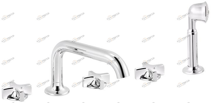 rvb Комплект для ванны из хромированной латуни с 5 отверстиями и ручным душем Times 4073.--.70