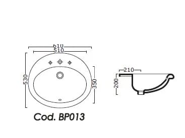 Керамическая овальная раковина с утопленным верхом BLEU PROVENCE умывальники ARCH-00119750 - Вид №1