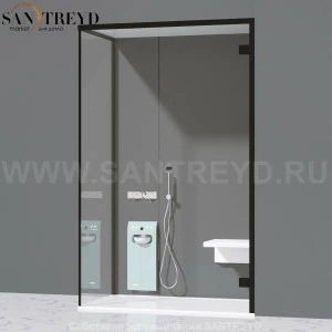 Effegibi FITBOX A Душевая кабина с профилем из черного алюминия. Установка: в правый угол. Размеры: длина 139 см, высота 220 см. Дверные петли у стены FB10020006