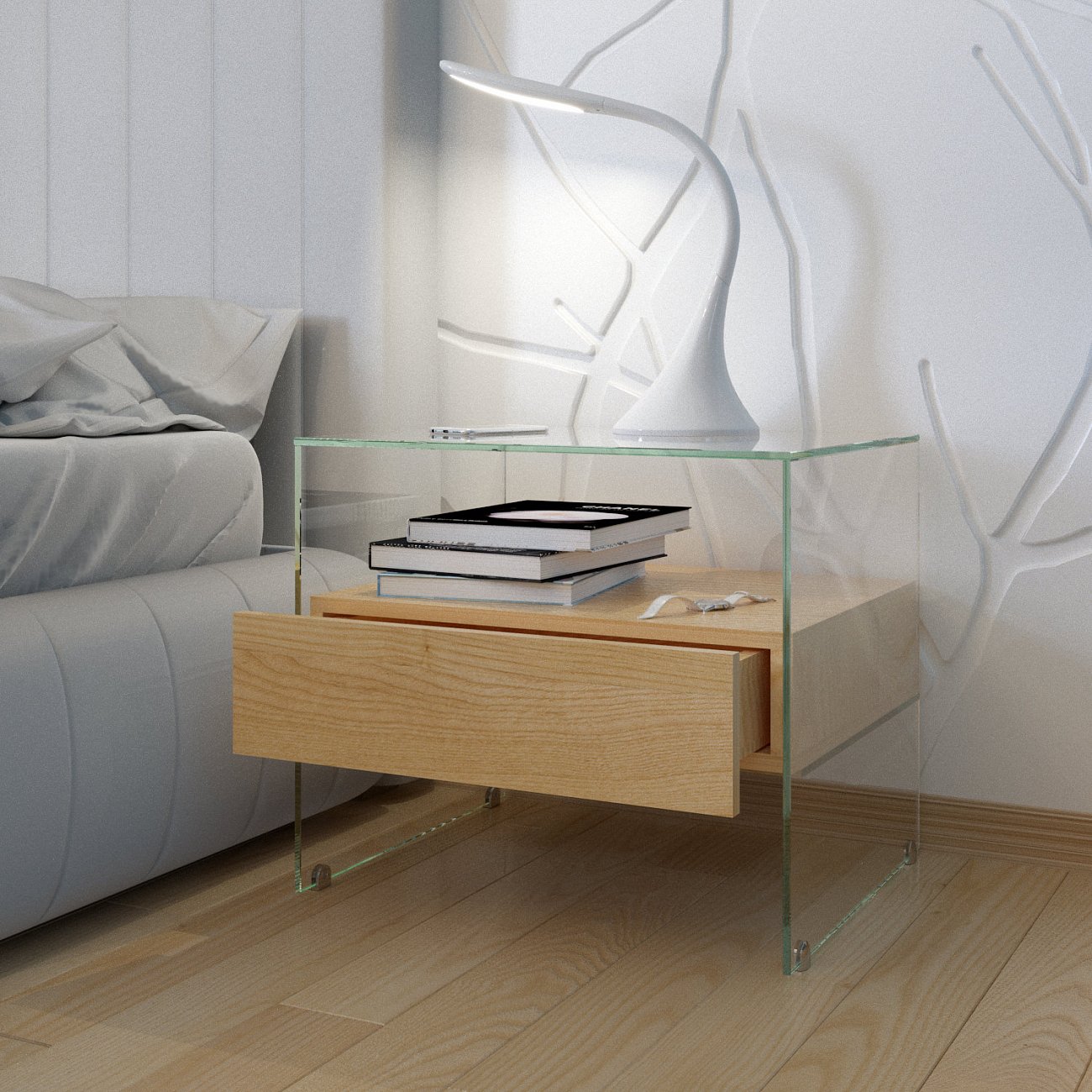 Тумбочка прикроватная стеклянная "Со-1" GRAUM  304064 Бежевый;прозрачный  - Вид №9