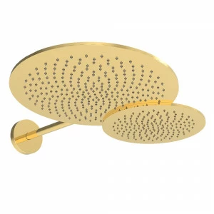 Graffio Комплект двойной круглой стальной душевой лейки 600 x 400 мм с круглым настенным держателем XXL 500 мм, паретой ø 25,7 мм и предохранительной розеткой. KSDU 600