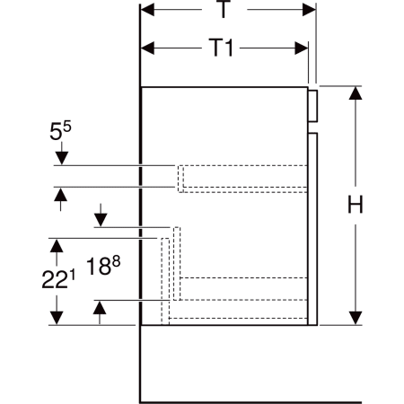 501.904.JR.1 Шкафчик для раковины Geberit Renova Plan, с одним выдвижным ящиком и одним внутренним выдвижным ящиком Geberit  - Вид №4