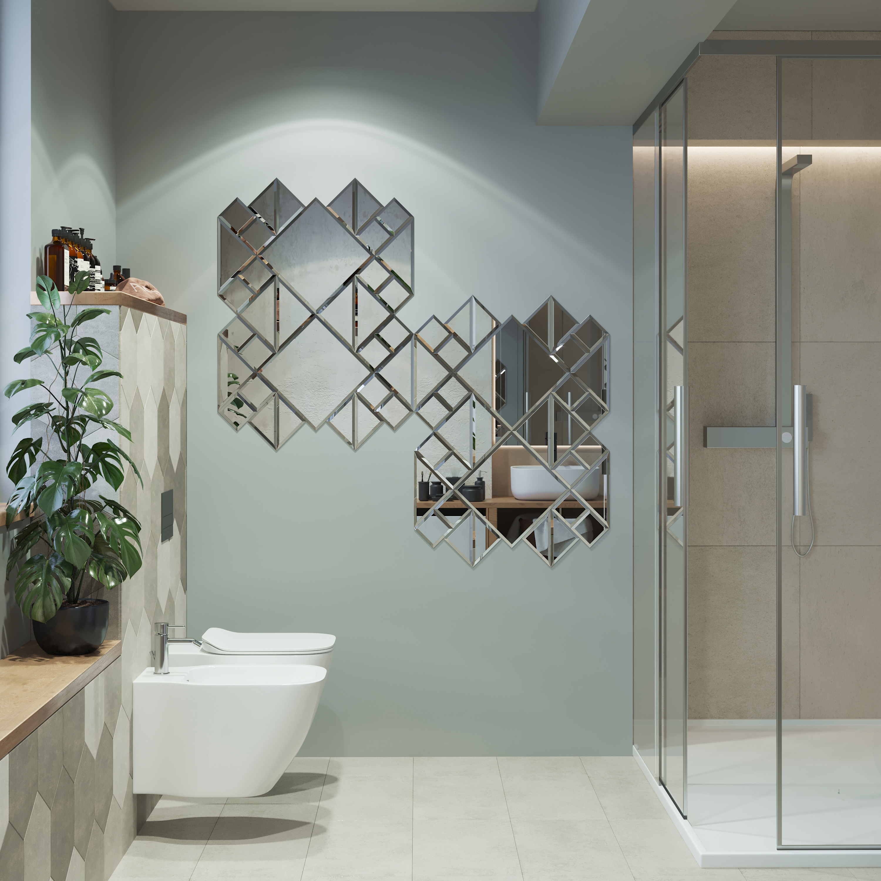 Зеркальная плитка SENSEA LM24 квадратная 10x10 см серебристая 82360908 STLM-0025405