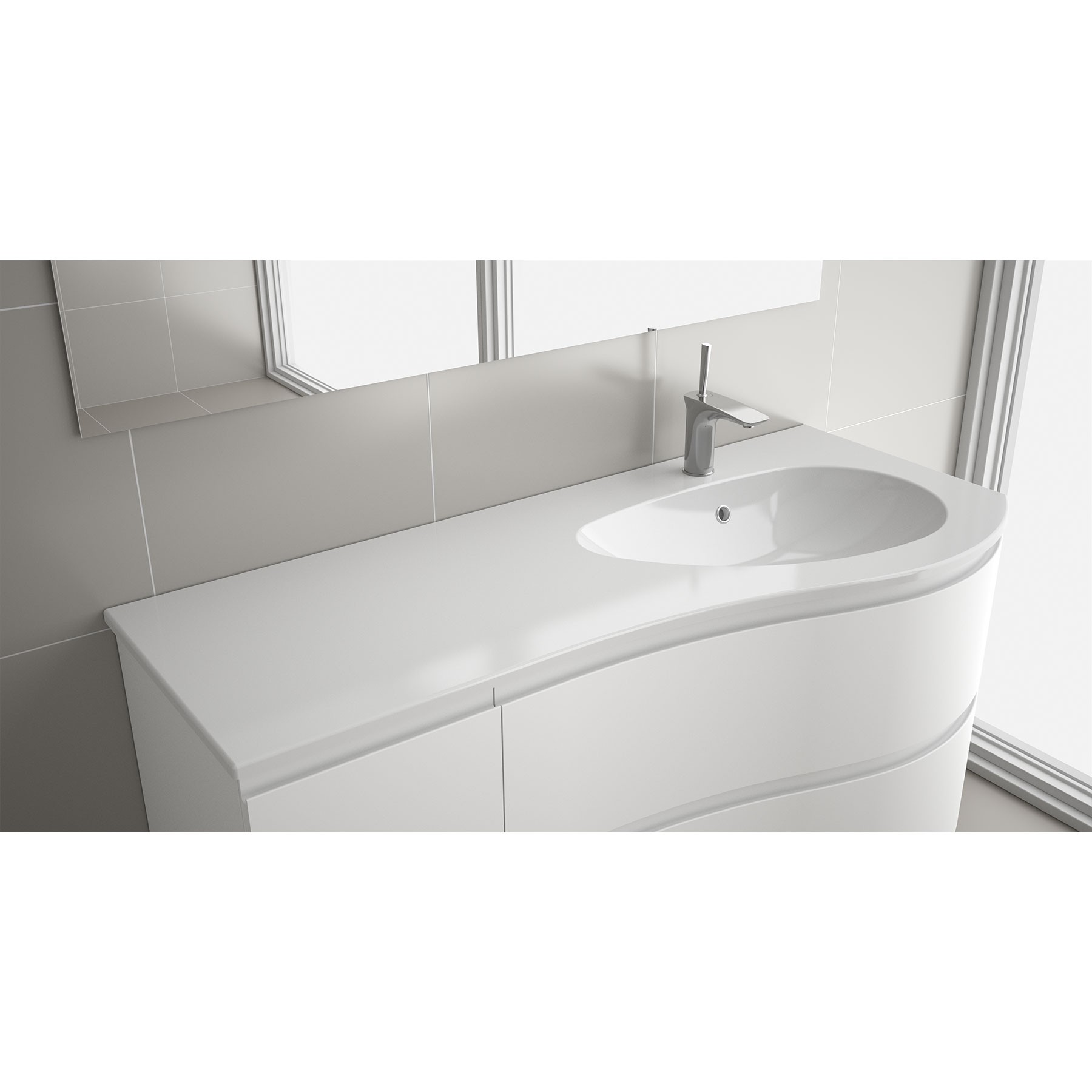 83879 SALGAR Раковина MAM 1200 Емкость для хранения слева GLOSS WHITE MINERAL Загрузка без уловителя для бутылок и отходов 1210 x 16 x 510 мм 