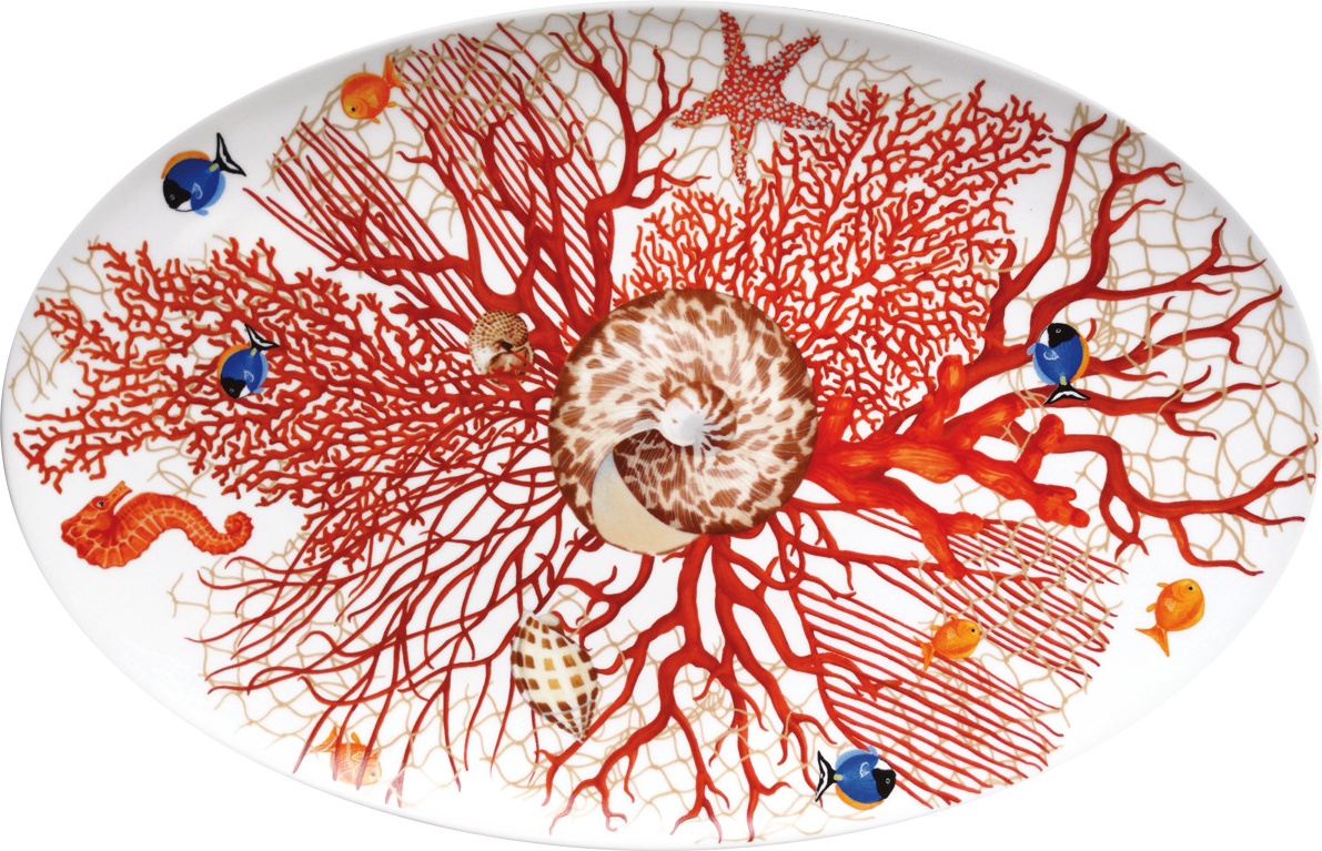 10662261 Taitu Блюдо овальное Taitu "Кораллы" 40х24см Фарфор костяной 