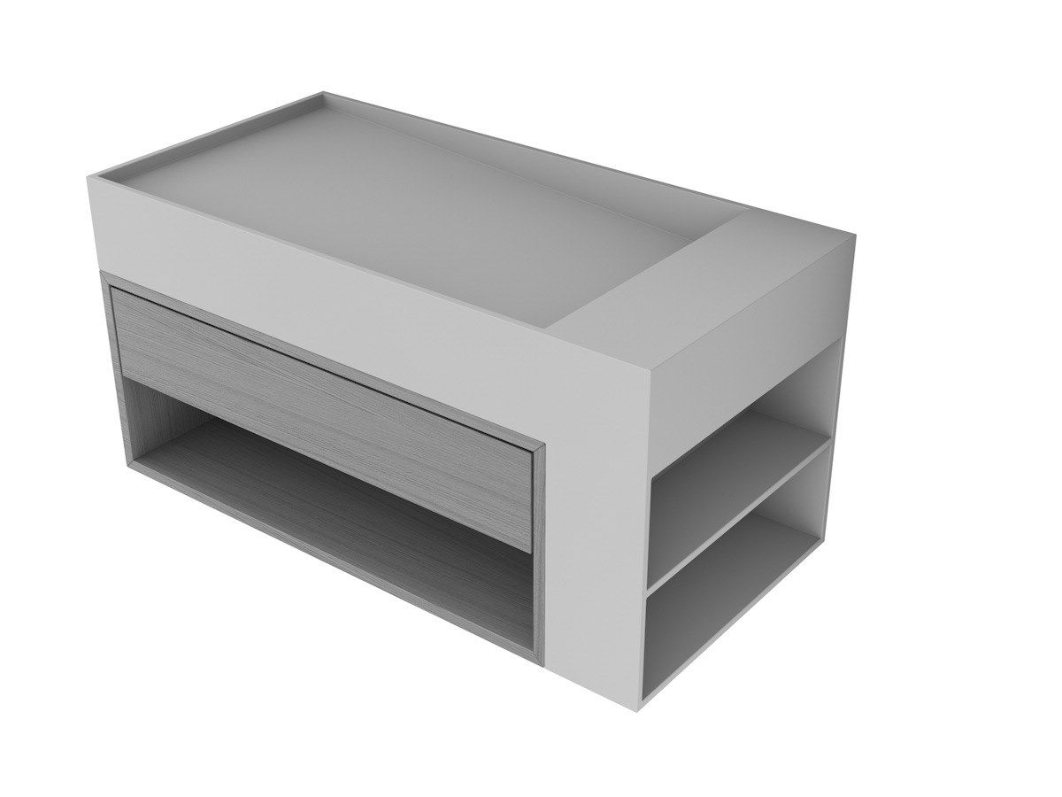 Одиночная подвесная раковина из твердой поверхности с ящиками MOMA Design CUBIC XS ARCH-00091133 - Вид №4