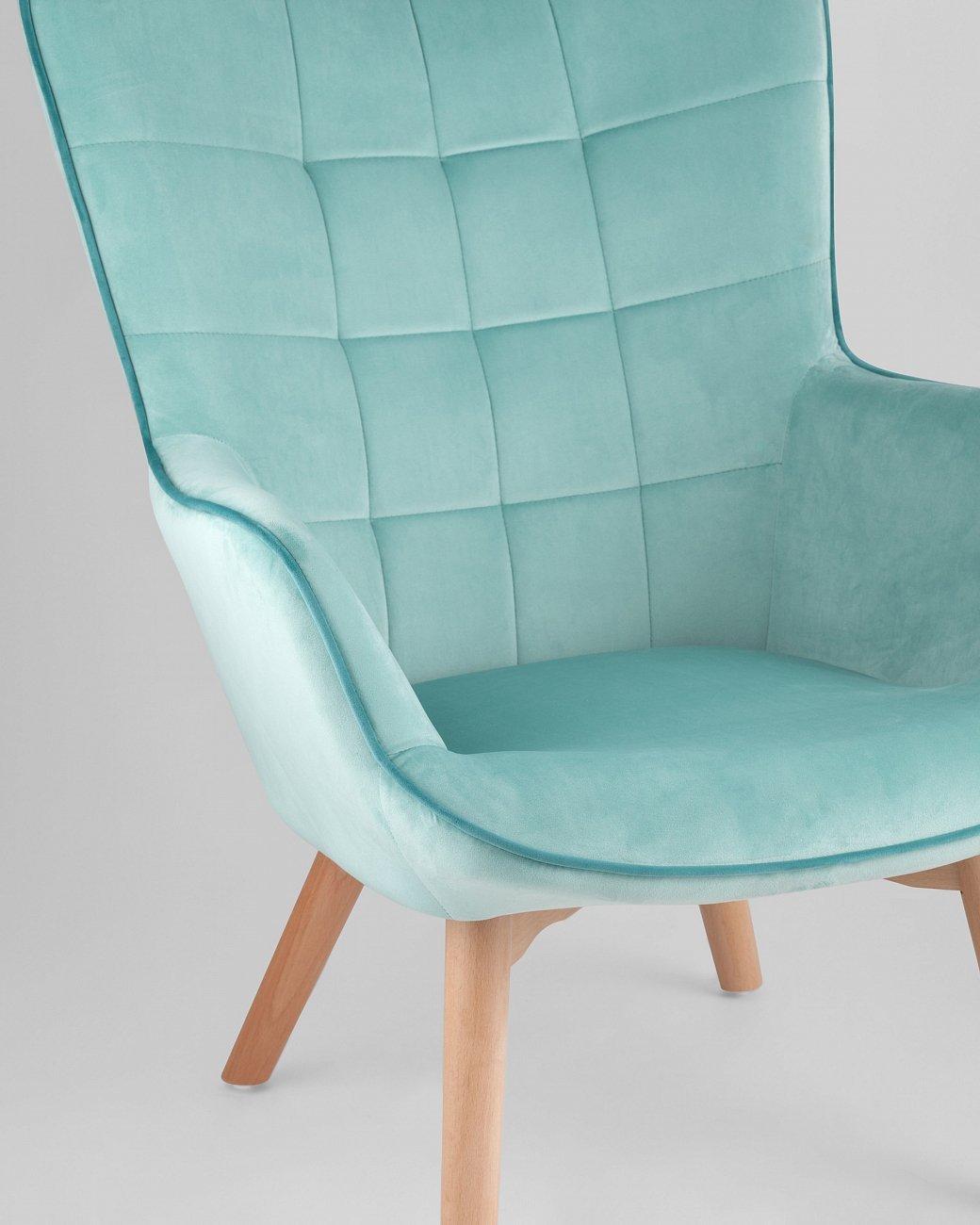 Кресло с мягкими подлокотниками мятное с деревянными ножками "Манго" STOOL GROUP ДИЗАЙНЕРСКИЕ 00-3946319 Голубой;зеленый  - Вид №8