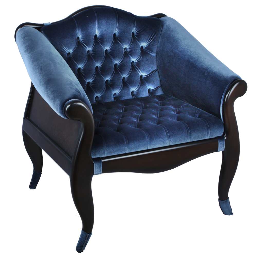 17109 Кресло Марсель Орех Оберджин Ультрамарин BOGACHO 4627138244852