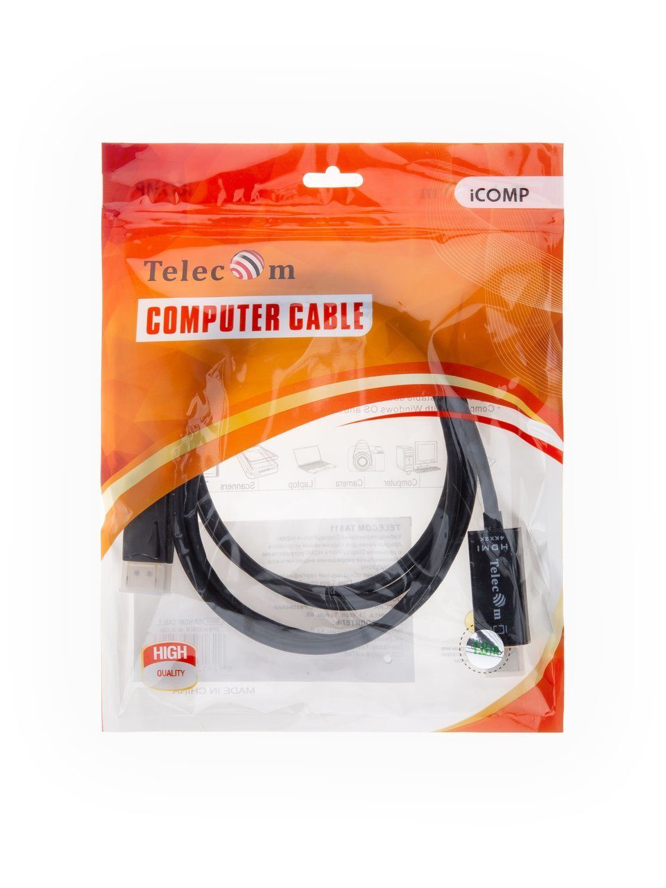 TA811-1.8M Кабель-переходник displayport m-> hdmi m 4k@30hz 1.8m telecom [) VCOM Santreyd  - Вид №1