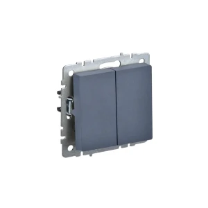 Выключатель проходной встраиваемый IEK Brite 2 клавиши цвет маренго