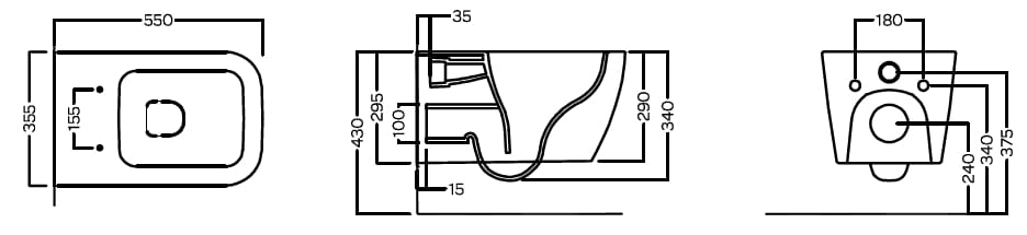 Керамический подвесной туалет без бриды Hatria Tecna ARCH-00034792 - Вид №4