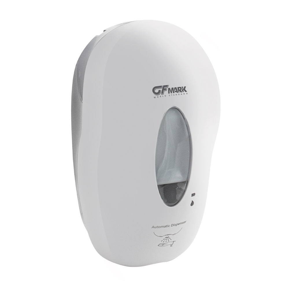 GFmark - Дозатор СЕНСОРНЫЙ, ДЕЗИНФЕКЦИЯ, модель КОКОН с окошком, пластик АБС, БЕЛЫЙ, с датчиком объёма жидкости и уровеня заряда батарей, 1000 мл, код: 721 