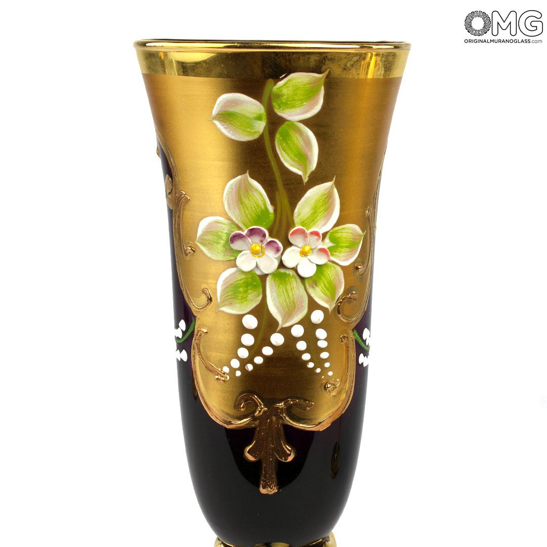 3931 ORIGINALMURANOGLASS Набор из 2 бокалов-флюте тёмно-бордового цвета- я&ты- trefuochi - муранское стекло OMG 6 см  - Вид №1