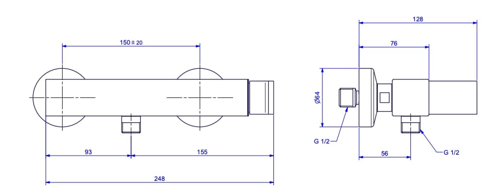 Открытый однорычажный смеситель для душа Bugnatese Tetris ARCH-00113859 - Вид №2