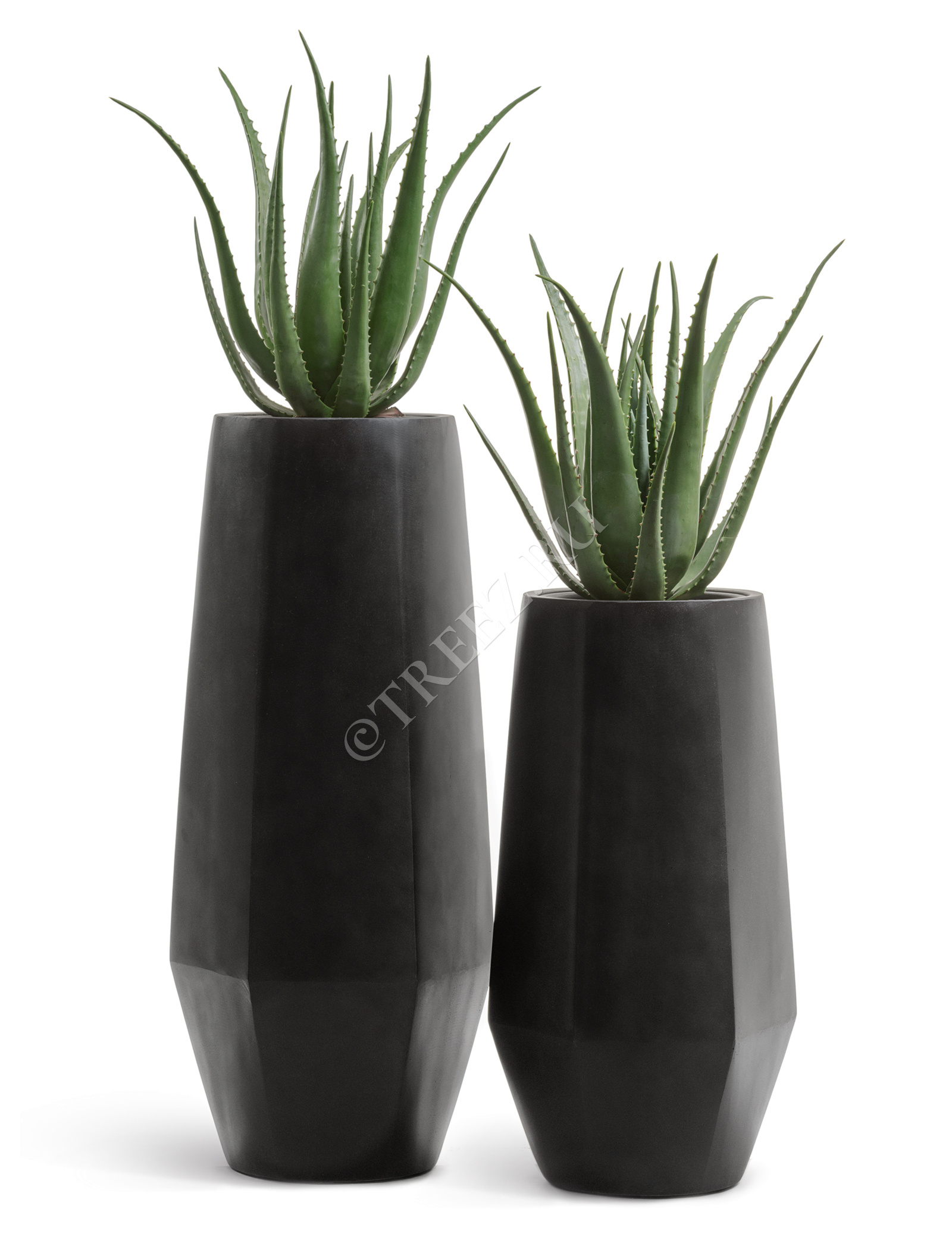 41.3321-08-048-BLCK-097 Кашпо  Effectory - серия Crystal - Высокий многогранник - Антрацит Цветочная коллекция  - Вид №10