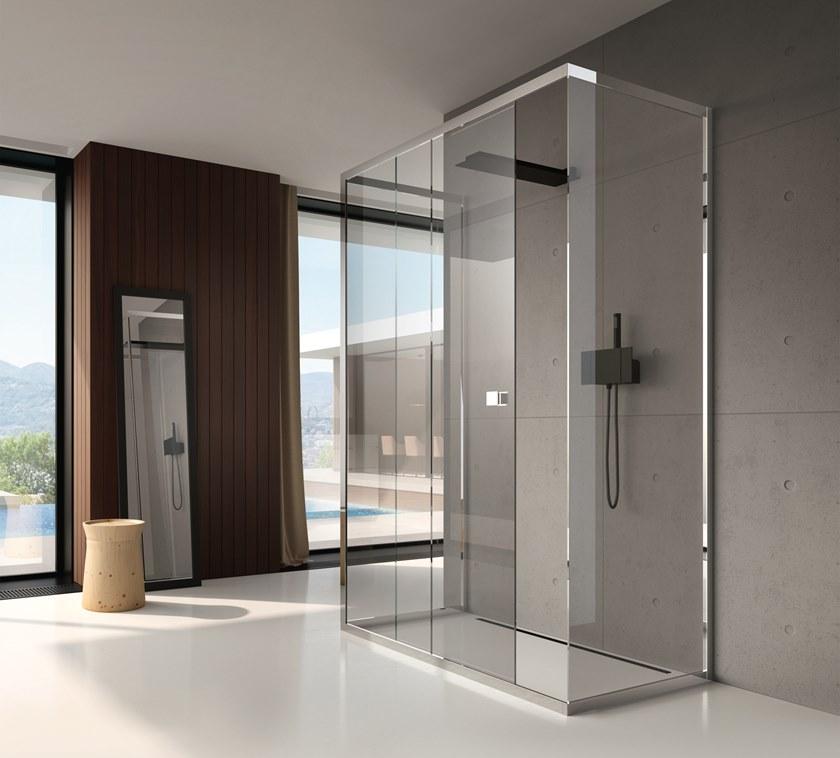 Gruppo Treesse Прямоугольная душевая кабина из хрусталя с поддоном и раздвижной дверцей Sistema doccia sun-id-1390346 - Вид №1