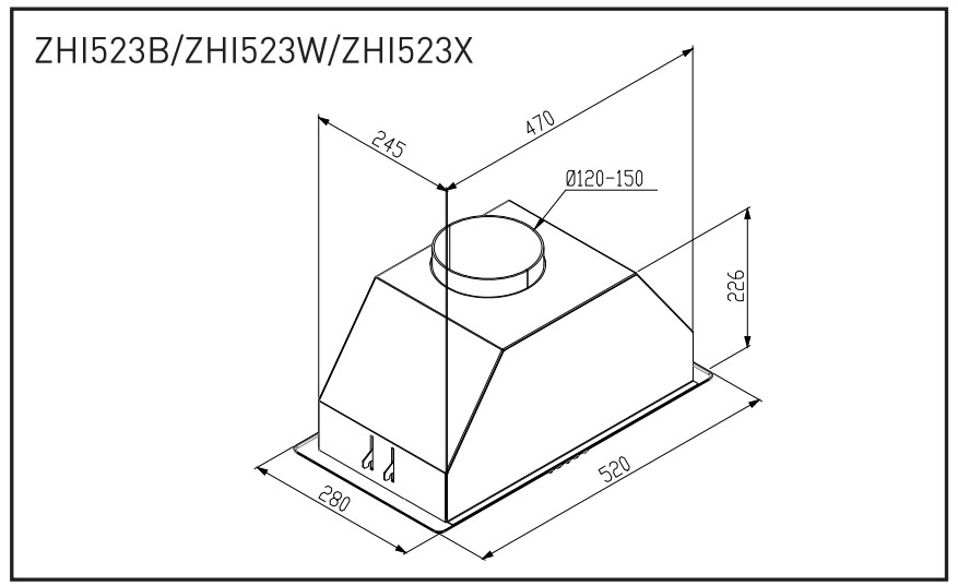 9175461 Вытяжка полновстраиваемая ZUGEL ZHI523B черный STDN-0084326 - Вид №23