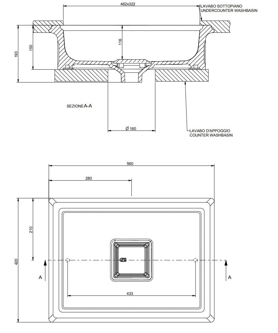 Прямоугольная столешница для рук из Cristalplant® Gessi элегантность ARCH-00096501 - Вид №2