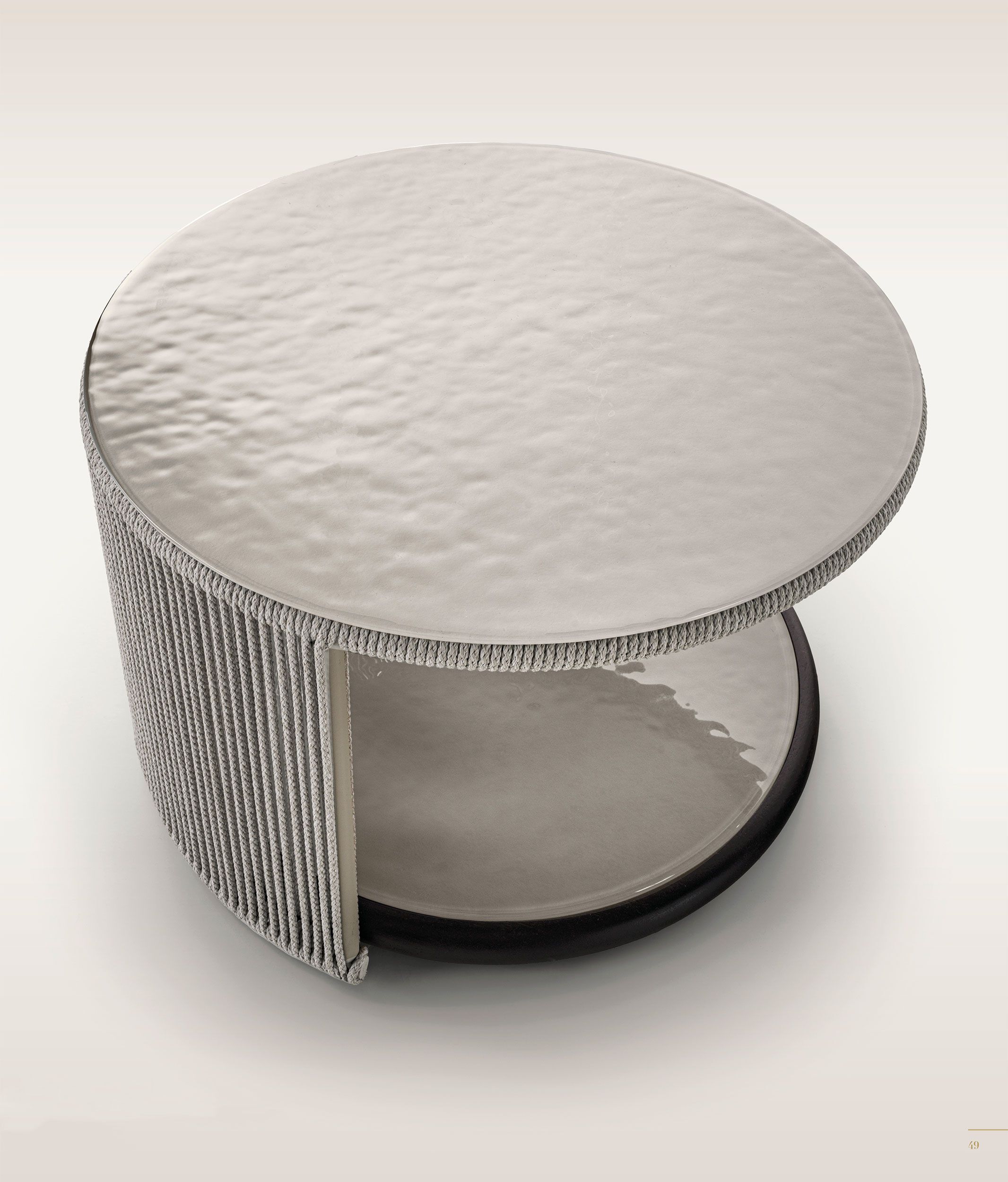 Стеклянный и тканевый круглый низкий садовый столик Longhi курорт ARCH-00010636 - Вид №3