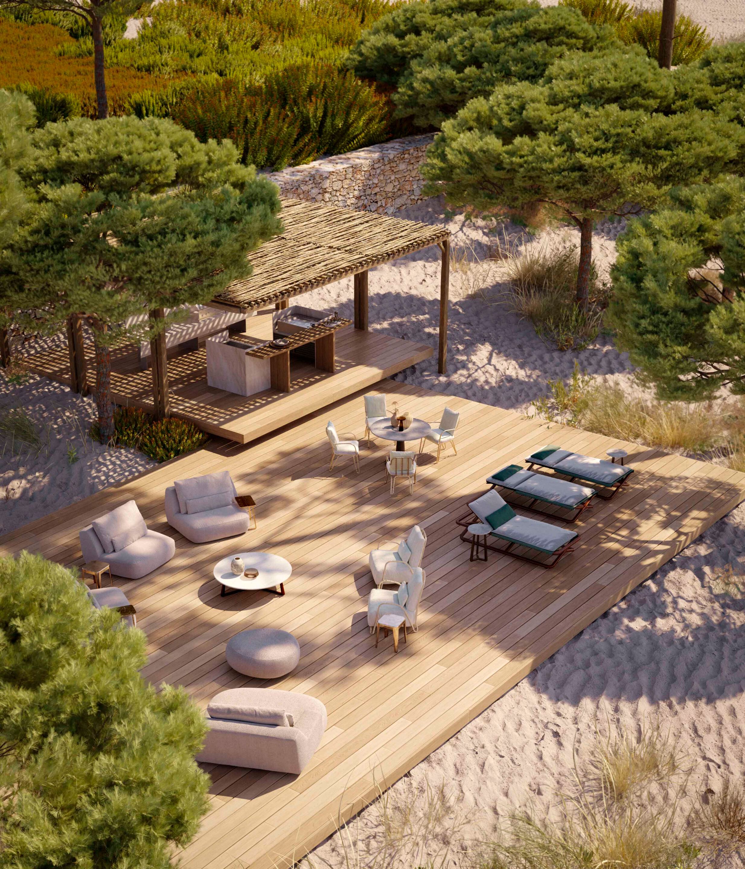 Садовая кровать с откидывающейся спинкой из красного дерева и ткани Exteta Loro Piana Interiors, Кресла Delight от Exteta ARCH-00132008 - Вид №8