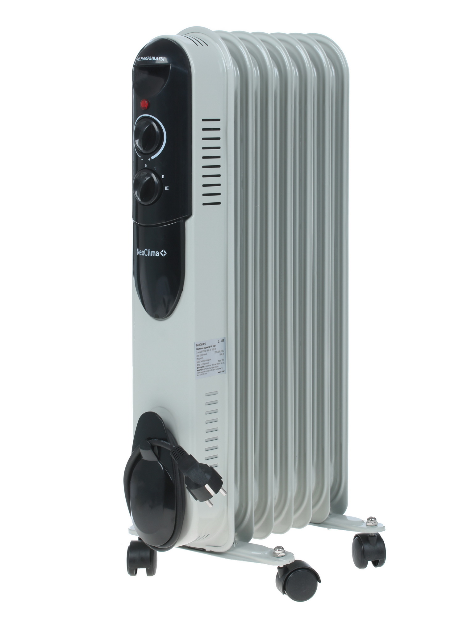 1268097 Масляный обогреватель Neoclima NC 9307 белый STDN-0079295 - Вид №2