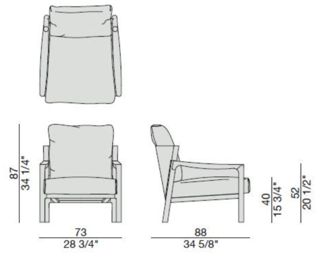 Porada Кресло с обивкой из ткани с подлокотниками Eighteen sun-id-1473327 - Вид №3