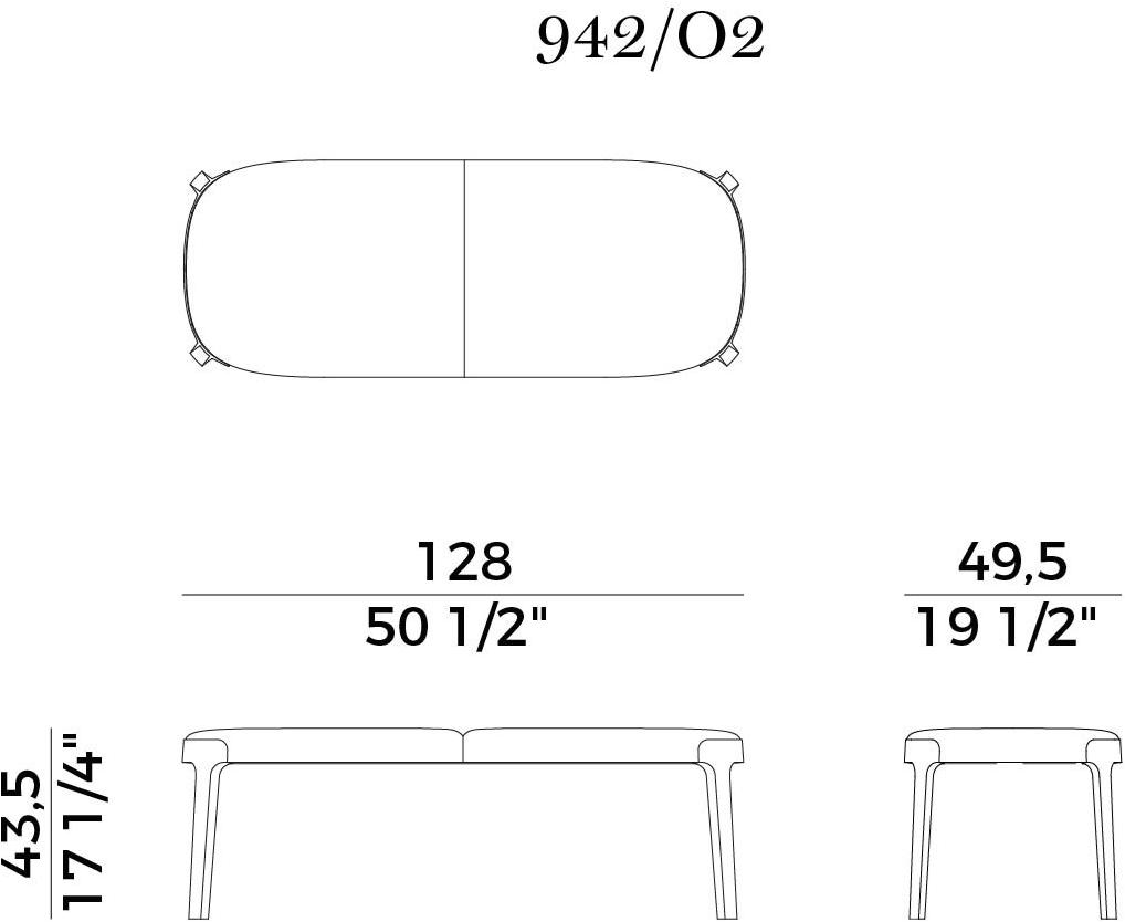 Potocco Мягкая кожаная скамейка Velis 942/02 - Вид №2