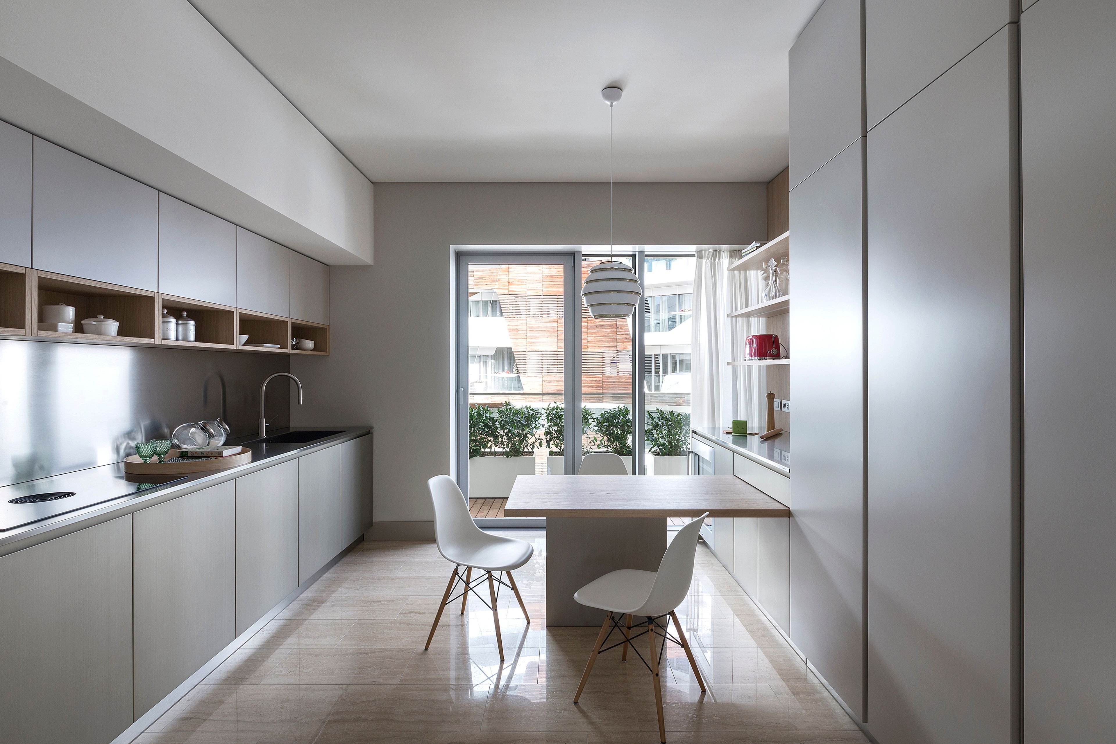 Двусторонняя линейная кухня с консольным столом TM Italia Cucine K6 ARCH-00069327 - Вид №8