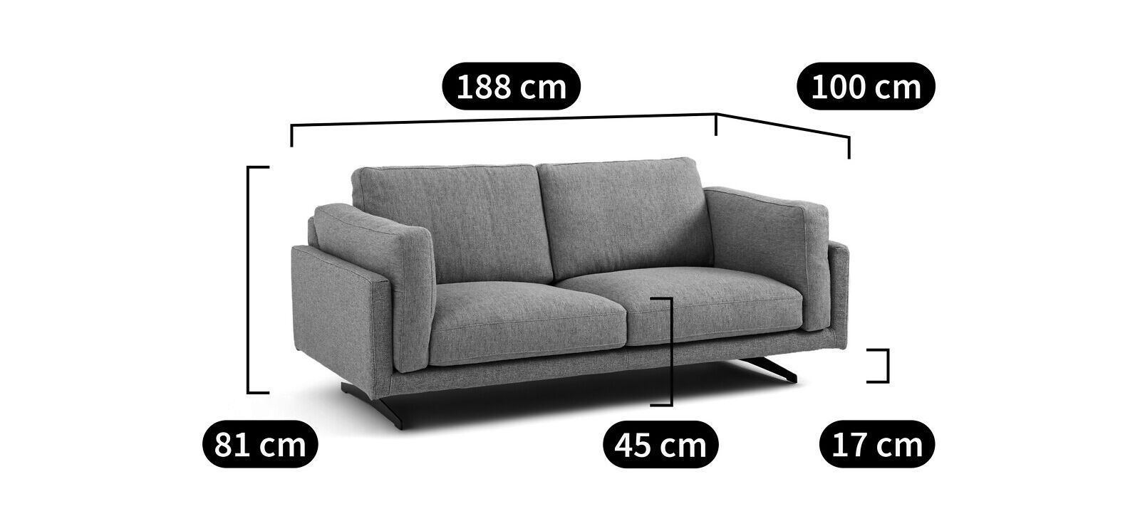 2-местный тканевый диван AMPM CÉSAR ARCH-00112458 - Вид №16