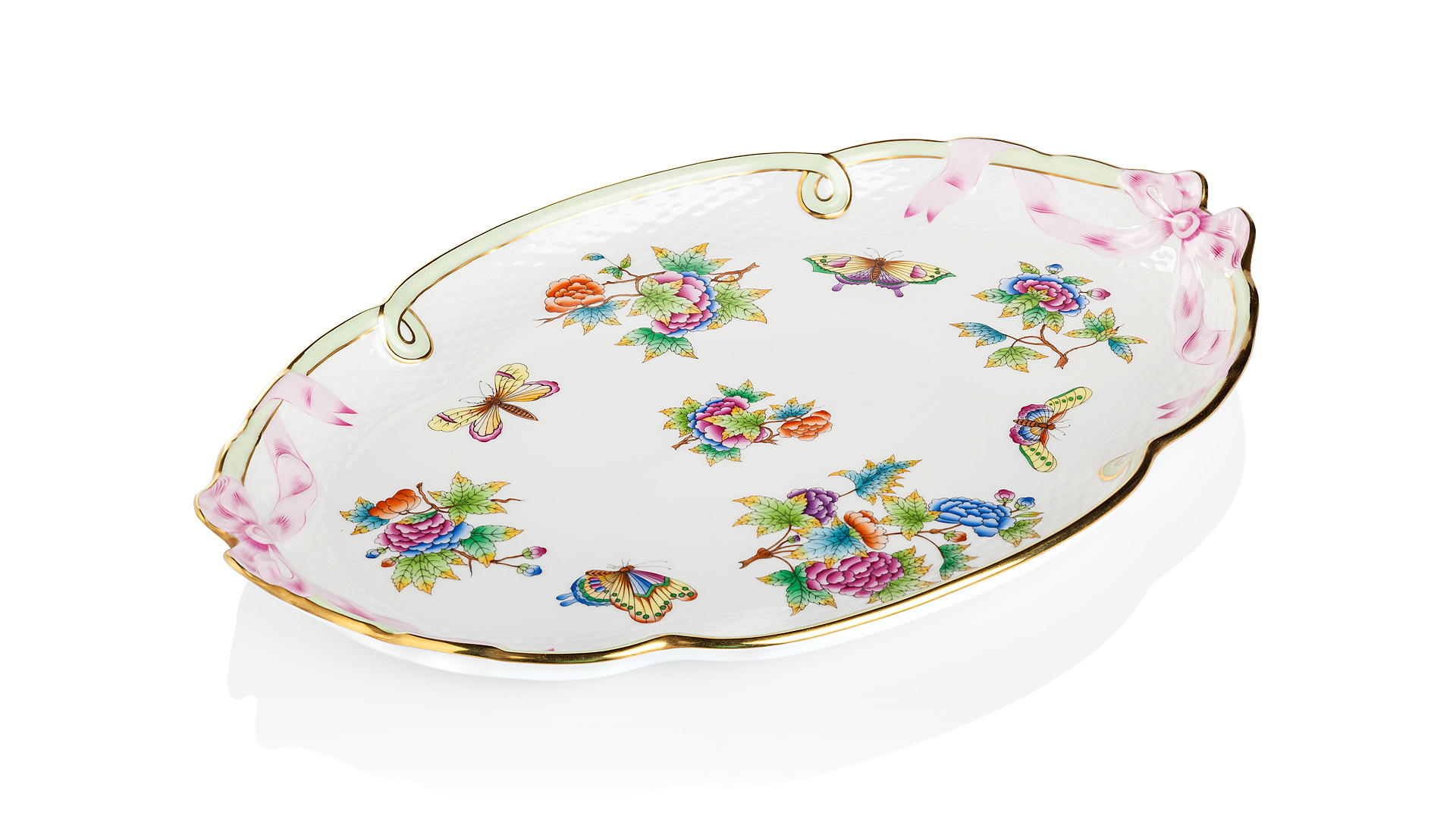 47823 Herend Блюдо овальное с бантами 40см "Виктория" Фарфор  - Вид №1
