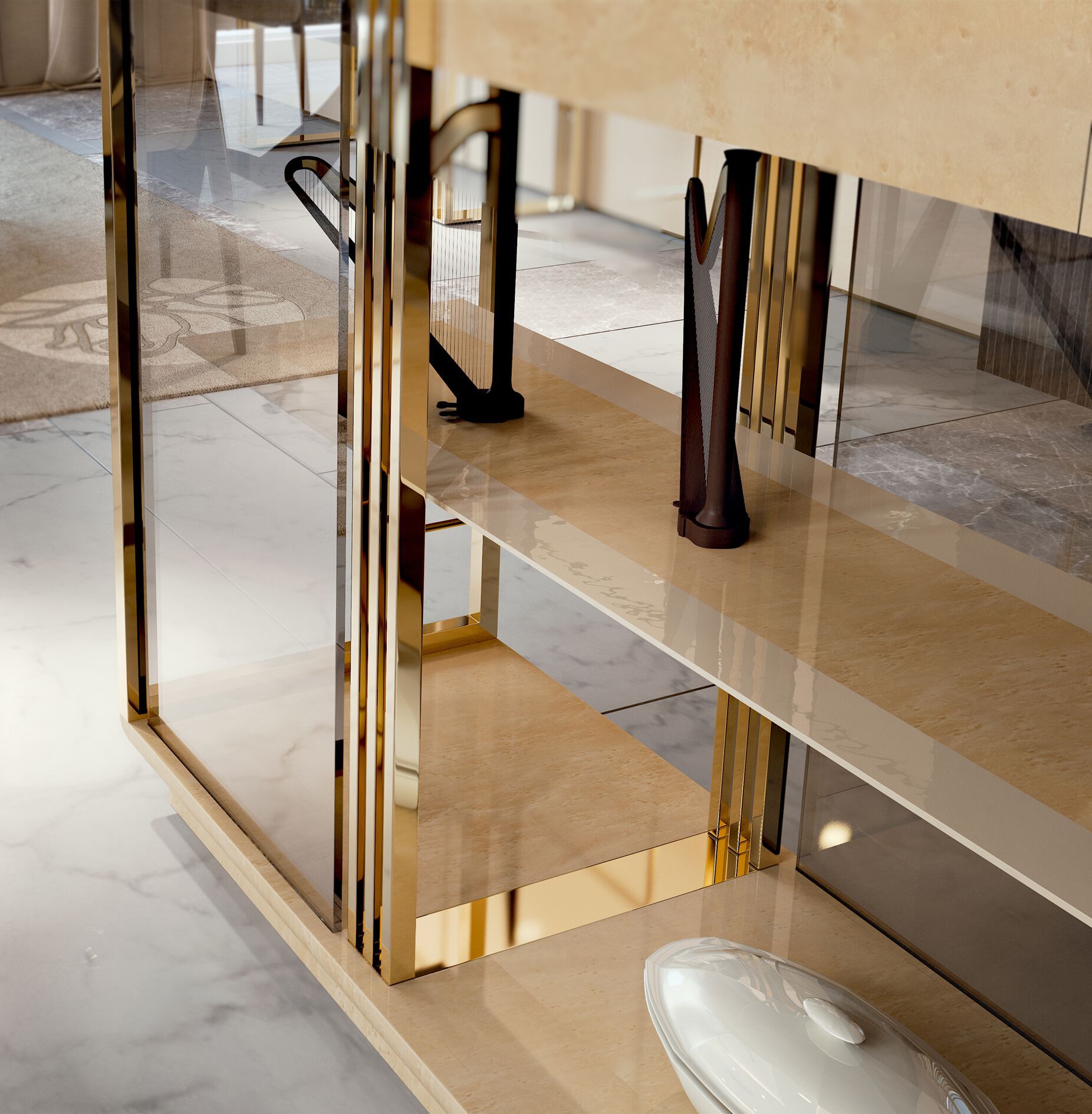 Самонесущий настенный книжный шкаф из стекла Bizzotto Italia Symphony-Infinity ARCH-00012412 - Вид №1