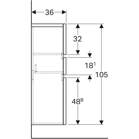 869033000 Шкафчик средней высоты Geberit Renova Plan с двумя дверями и одним выдвижным ящиком Geberit  - Вид №4