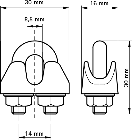 0835002 Монтажные профиля BISMAT® Профиль — Зажим для троса принадлежности для BISMAT® Профиля WALRAVEN  - Вид №1