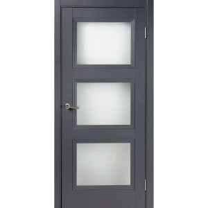 Комплект двери трилло со стеклом 60x200 см Hardflex цвет грей легно с добором 200 мм