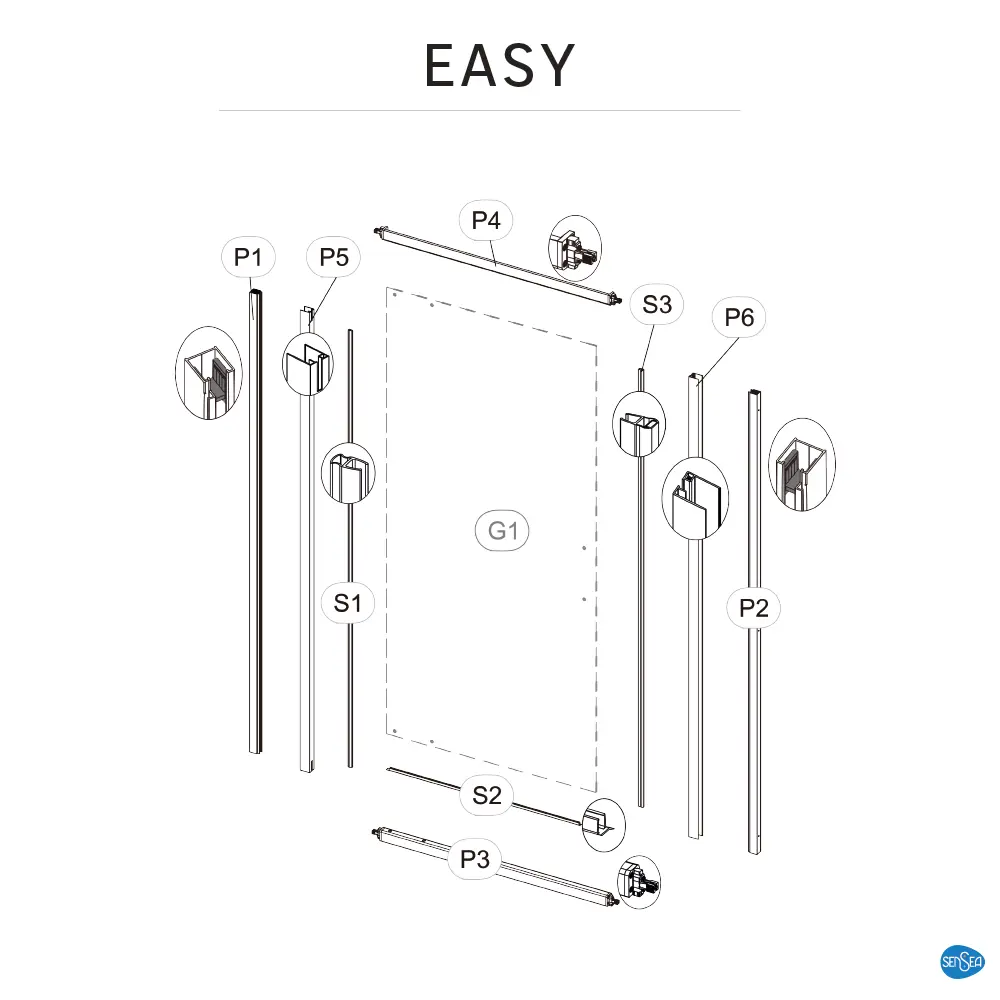 Комплект стекол для душевой двери Sensea Easy 100x190 см 84430297 STLM-2123191 - Вид №39