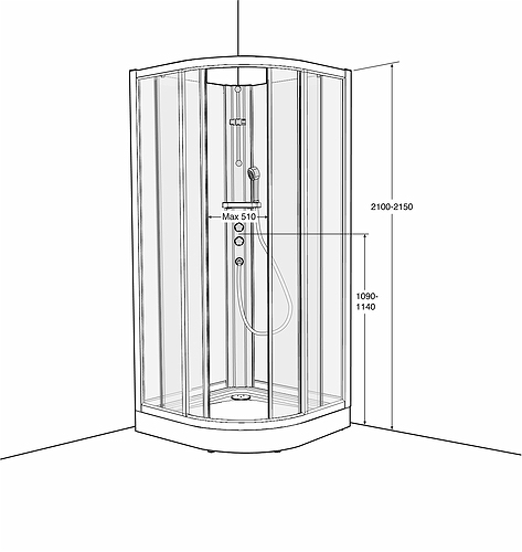 636582 IFO Душевая кабина круглая из цельного кварца SKR VS, Front SKR VS 900 x 900 Solid - Вид №1