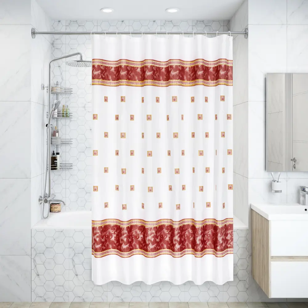 Штора для ванной комнаты «Zumrut» 180х200 см цвет красный 15475623 STLM-2150036 Santreyd