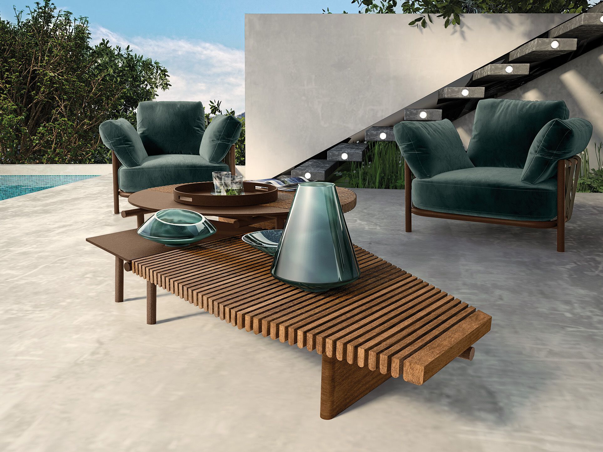 Низкий садовый стол из стали и дерева Arketipo TALAMONE ARCH-00093753 - Вид №1