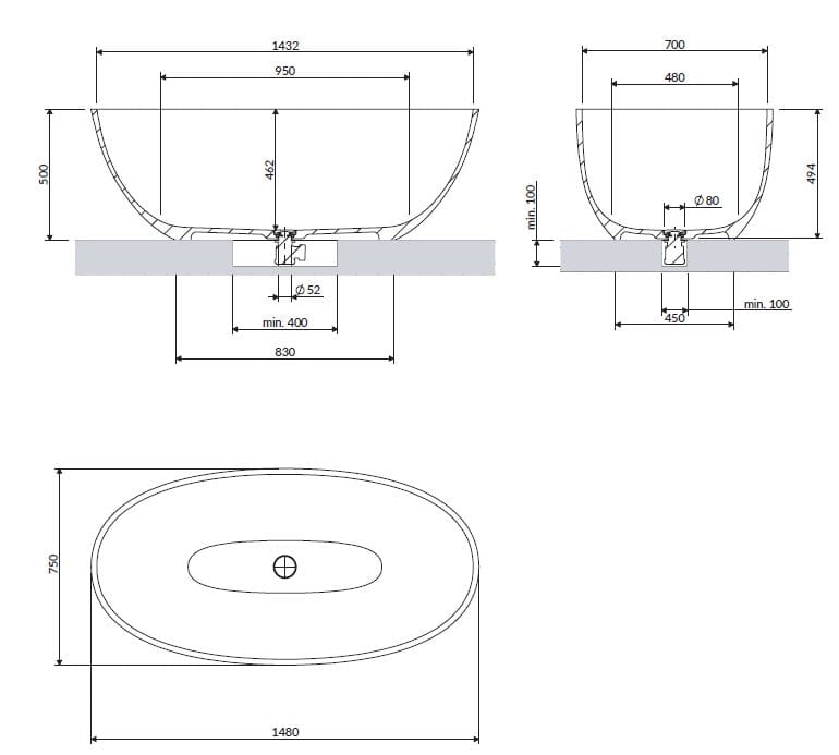 Ванна в центре комнаты из композитного материала OMNIRES Shell M+ ARCH-00059195 - Вид №34
