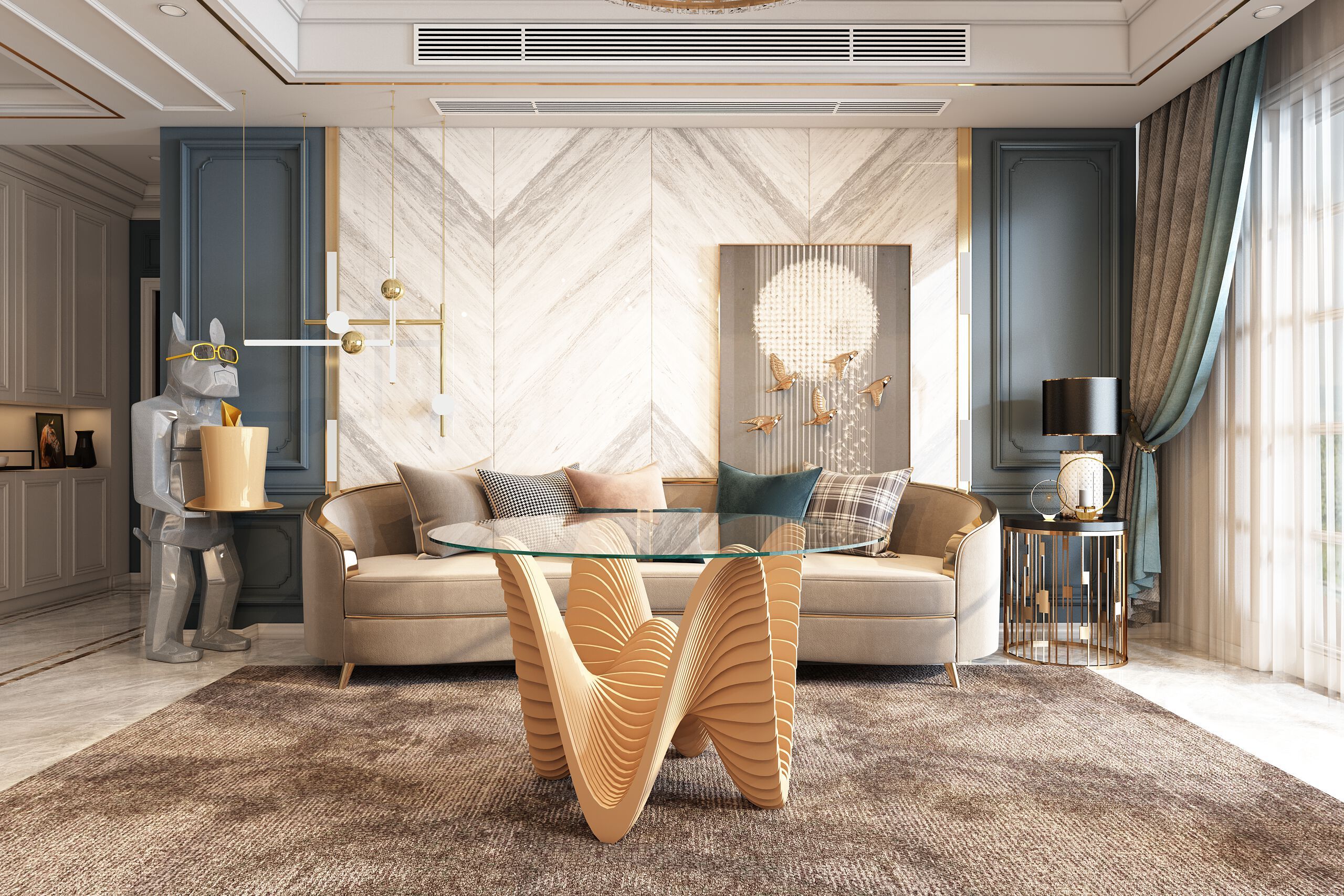 Круглый стол из дерева и стекла MYWOODREAM ANDROMEDA ARCH-00123135 - Вид №2