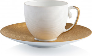 10589311 JL Coquet Чашка кофейная с блюдцем 130мл "Хемисфер" (золотой)/"Хемисфер.Узкие полосы" (золотые) Фарфор