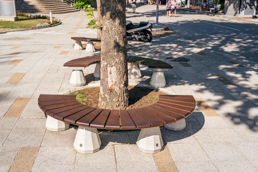 ENCHO ENCHEV - ETE Модульная изогнутая скамья из дерева и бетона  156  - Вид №4